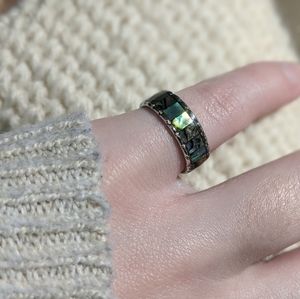 Silver Band Abalone Ring